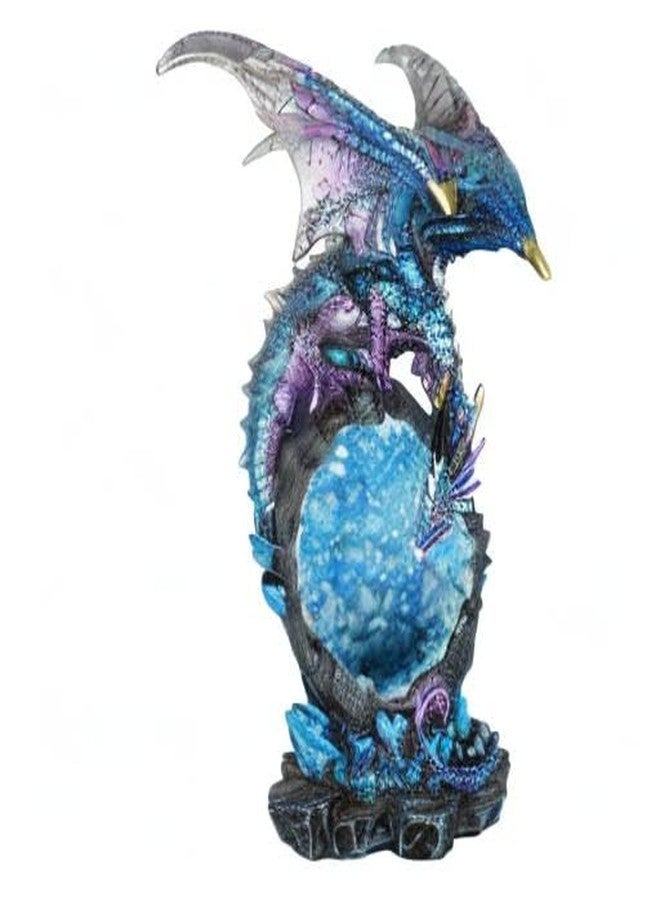 JORAE Dragon Statue On Sparkling Faux Crystal Cave Light Up Color Changing LED Collectible Dragon Figurine Home Décor (Blue), 8.5" H - Image 4